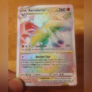 Mint Rainbow Holo Aerodactyl VStar Full Art Secret Rare 199/196 Lost Origin Card
